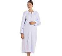 Camille Women's Super Soft Fleece Housecoat - Luxury Zip Up Bathrobe - Long Sleeved and Side Pockets for Ultimate Comfort & Warmth Blue 22-24