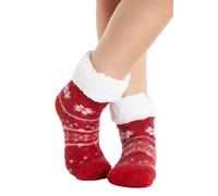 Camille Womens Super Soft Fluffy Bed Socks- 1 Pair Fair isle Thick Sherpa Lined Fuzzy Socks- Fleece Non Slip One Size Comfy Winter Slipper Socks.