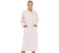 Camille Womens Supersoft Button Front Diamond Print Housecoat - PINK - 10-12