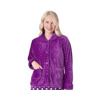 Supersoft Button Front Embossed Bed Jacket Camille Purple 18-20