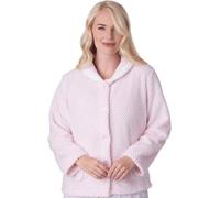 Camille Womens Supersoft Fleece Bed Jacket- Luxury Collared Warm Sleep Top- Button up & Long Sleeved for Ultimate Comfort and Warmth 10-12 Pink