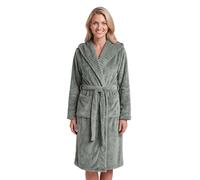 Camille Women's Supersoft Fleece Dressing Gown | Long-Sleeve, Calf-Length Bathrobe, Ribbed Collar, Wrap Belt Tie Fastening & Front Pockets, Lightweight Fluffy, Cosy Luxury