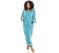 Camille Super Soft Zip Up Hooded Onesies for Women - Thick Luxury Fleece Full Length Women's All In One - Long Sleeved with Elasticated Cuffs & Sherpa Lined Hood Lt Blue 18-20