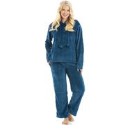 Camille Women's 2 Piece Super Soft Pyjama Set - Thick Luxury Fleece Full Length PJ Set -Long Sleeved with Elasticated Waist & Sherpa Lined Hood Jade 14-16