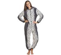 Camille Womens Supersoft Luxury Fleece Grey Snow Leopard Onesie 14-16