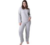 Camille Womens Supersoft Nude Textured Fleece Pyjamas with a Woven Pattern & Rope Detailing - GREY - 22-24
