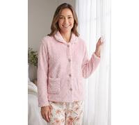 Camille Women's Supersoft Popcorn Textured Fleece Bed Jacket in Pink | Size: 18/20