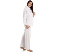 Camille Women's 2 Piece Super Soft Pyjama Set - Spot Thick Fleece Full Length PJ Set -Long Sleeved with Elasticated Waist for Ultimate Comfort & Warmth Light Grey 10-12