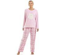 Camille Womens Supersoft Warm Fleece Character Pyjama Sets - Pink Owl - 10-12