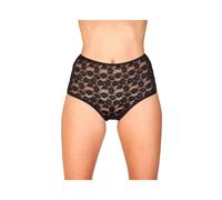 Camille Womens Three Pack Polycotton Floral Lace Maxi Full Briefs 20 Black