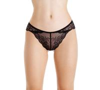 Camille Womens 3 Pack Black Lace Brazilian Briefs 10 Black