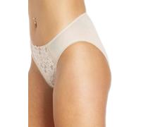 Camille Womens 3 Pack Lace Front High Leg Briefs | Lightweight & Comfortable Cotton/Elastane Blend Underwear | Soft, Stretchy Womens Knickers with Lace Front Panel | Fast Dry | 20 Nude