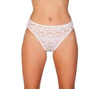 Camille Womens Three Pack White Floral Lace Front High Leg Briefs