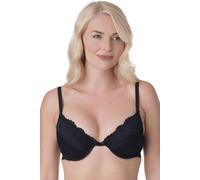 Camille Womens Black Floral Lace Padded Underwired Bra 40DD