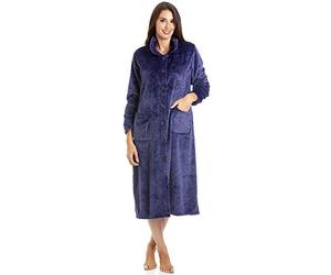 Camille Womens Various Coloured Bathrobes Supersoft Luxury Button Up Front Housecoats 10-12 Navy