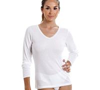 Camille Womens Viloft Blend Lightweight Thermal Long Sleeved Top White
