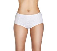 Camille Womens White 100% Cotton 2 Pack Floral Embroidered Full Briefs