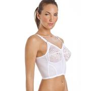 Camille Womens White Classic Non Wired Floral Lace Long Line Bra 36C