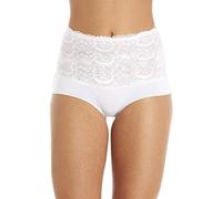 Camille Womens White High Waist Seamless Floral Lace Briefs 14