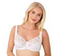 Camille Womens White Underwired Lace Full Cup Bra 40DD | Comfortable Women's Everyday Bra with Elegant Floral Lace Finish, Comfort & Support, Full Coverage