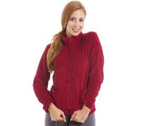 Camille Womens Supersoft Fleece Bed Jacket- Luxury Soft Textured Warm Sleep Top- Zip up & Long Sleeved Red 22-24