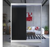 Camino 2 Door Sliding Wardrobe Contoured Fronts Mirror Grey Bedroom Storage Hanging Rail Shelves White Black Rgbled