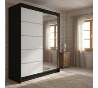 Camino 3 Sliding Wardrobe With Front Mirror Black White