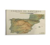 Camino de Santiago All Routes Map Poster Canvas Wall Art Large Wall Decor for Living Room Office Travel Inspiration(Unframed,12X18inch(30X45cm))