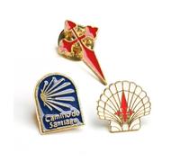 Camino de Santiago Enamel Pin Set, 3 Pieces, Cross and Shell Design, Gold-Tone, 0.8inch