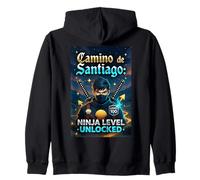 Camino de Santiago Ninja Level Unlocked Bright Ninja Hiking Zip Hoodie