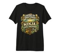 Camino de Santiago Ninja Level Unlocked Pilgrim Hiking Trail Premium T-Shirt