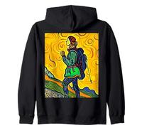 Camino de Santiago Pilgrim Hiking Art Colorful Backpack Walk Zip Hoodie