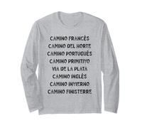 Camino de Santiago Routes Distressed Pilgrim Spain Frances Long Sleeve T-Shirt