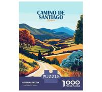 Camino De Santiago Spain Landscape Art 1000 Piece Jigsaw Puzzle, Historic Square Architecture, Screen-Free Fun, Matte Printed Jigsaw, for Travel Lovers, 38x26cm/1000pcs