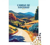 Camino De Santiago Spain Landscape Art 1000 Piece Jigsaw Puzzle, Historic Square Architecture, Weekend Hobby, Matte Printed Jigsaw, Family Night Game for Families, 70x50cm/1000pcs