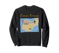 Camino Frances 2026 Santiago de Compostela Pilgrim Map Sweatshirt