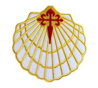 Camino Patch (3.5 Inch) Embroidered Iron/Sew-on Badge Scallop Shell Pilgrimage Travel Souvenir Crest DIY Gift Patches