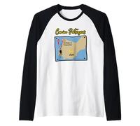 Camino Portugues 2026 Santiago de Compostela Pilgrim Map Raglan Baseball Tee