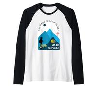 Camino Via de la Plata Woman Walking Santiago 2026 Raglan Baseball Tee
