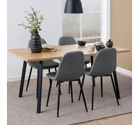 camino wooden dining table with 4 warren light grey chairs in oak