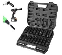 Camiraft 20PCS Drive Master Deep Impact Socket Set 8mm - 32mm,Impact Socket Set 1/2 Inch,CR-V Comes with Impact Driver Socket Extension Bar for Home Car Repair