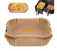 Camiraft Air Fryer Liners Suitable for Salter Ek4750 Double Basket,100PCS Disposable Air Fryer Parchment Paper Liner Rectangle, Oil and Water Proof, Air Fryer Liners