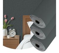 Camiraft Black Self Adhesive Wallpaper for Bedroom Bathroom Ceiling Wallpaper Waterproof Lining Paper for Walls -3 Rolls=4.2m² Thermal Insulating Wall Paper for Bathroom,Kitchen,Living Room