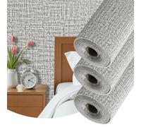 Camiraft Grey Self Adhesive Wallpaper for Bedroom Bathroom Ceiling Wallpaper Waterproof Lining Paper for Walls -3 Rolls=4.2m² Thermal Insulating Wall Paper for Bathroom,Kitchen,Living Room