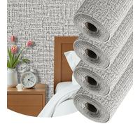 Camiraft Grey Self Adhesive Wallpaper for Bedroom Bathroom Ceiling Wallpaper Waterproof Lining Paper for Walls -4 Rolls=5.6m² Thermal Insulating Wall Paper for Bathroom,Kitchen,Living Room
