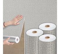 Camiraft Grey Self Adhesive Wallpaper for Bedroom Bathroom Textured Wallpaper Waterproof Lining Paper for Walls -3 Rolls=4.2m² Thermal Insulating Wall Paper for Bathroom,Kitchen,Living Room