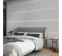 Camiraft Grey Texture Wallpaper Non-Woven Stripes 3D Embossed Silver Glitter Feature Stripe Modern Geometric Taupe for Living Room Bedroom Kitchen