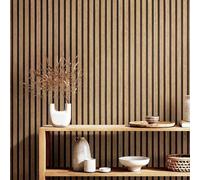 Camiraft Light Oak Wood Slats Wallpaper Natural Wooden Slats Panelled Wallpaper 3 Roll Wooden Slat Wallpaper Wood Effect Modern Realism Contemporary Feature Wall,9.5 * 0.53M