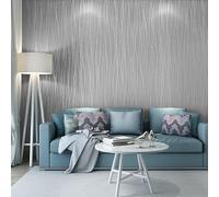 Camiraft Metallic Stripe Textured Embossed Wallpaper Grey Non-Woven Stripes 3D Embossed Silver Glitter Wallpaper Feature Stripe Modern Geometric Patterned for Livingroom Bedroom Kitchen