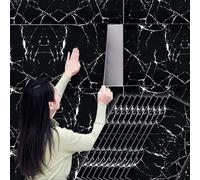 Camiraft Peel and Stick Wall Panels Self-Adhesive Mable Effect Wallpaper Waterproof Insulating Wall Panels 2.2mm Thick Contact Paper for Kitchen,Living Room,Bedroom,Ceilings,Cabinets,Black 60x30CM